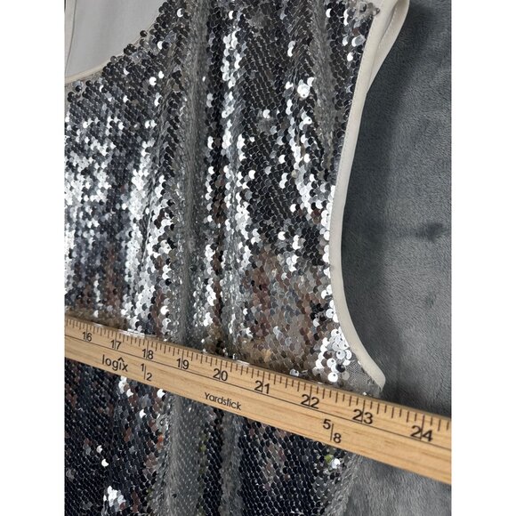 Eloquii Silver Sequin Sleeveless Top Size 18 Elegant Party Blouse - Picture 5 of 7